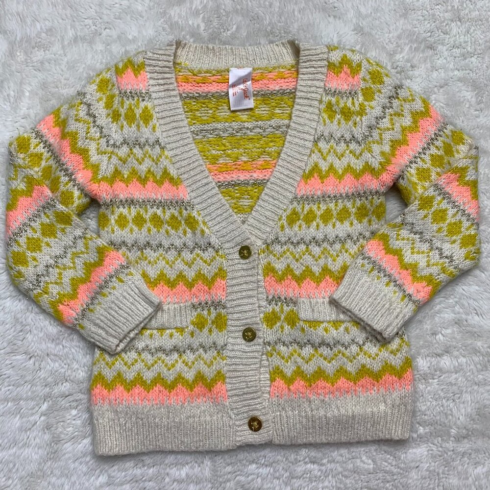 Cat & Jack Girls Fair Isle Colorful Button Down Cardigan Size 3T